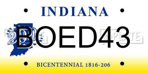 BOED43 Indiana License Plate