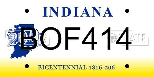 BOF414 Indiana License Plate