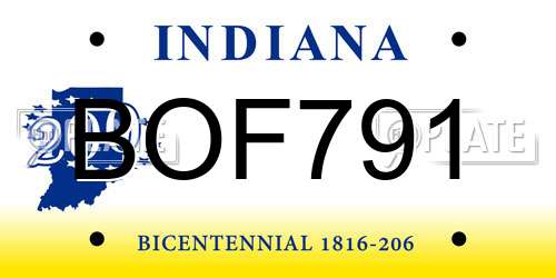 BOF791 Indiana License Plate
