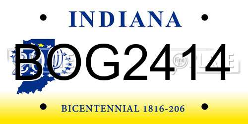 BOG2414 Indiana License Plate