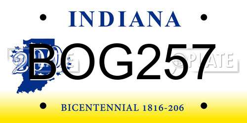 BOG257 Indiana License Plate