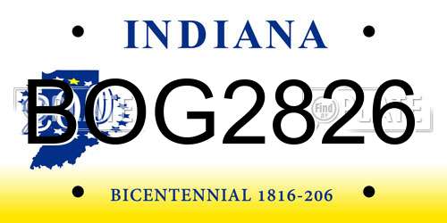 BOG2826 Indiana License Plate
