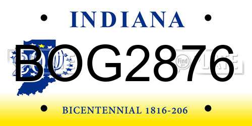 BOG2876 Indiana License Plate