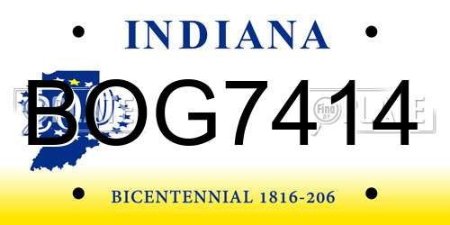 BOG7414 Indiana License Plate