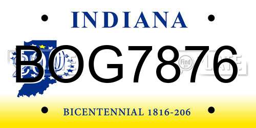 BOG7876 Indiana License Plate