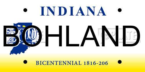 BOHLAND Indiana License Plate