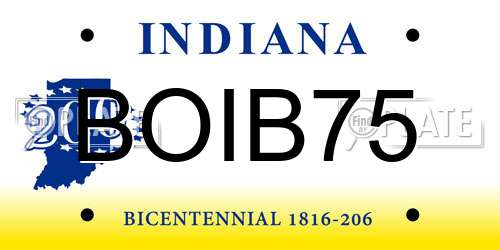 BOIB75 Indiana License Plate