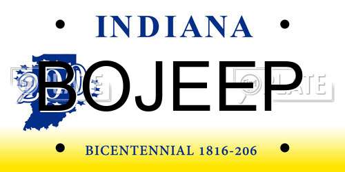 BOJEEP Indiana License Plate