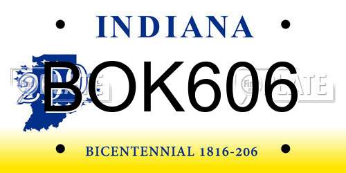BOK606 Indiana License Plate