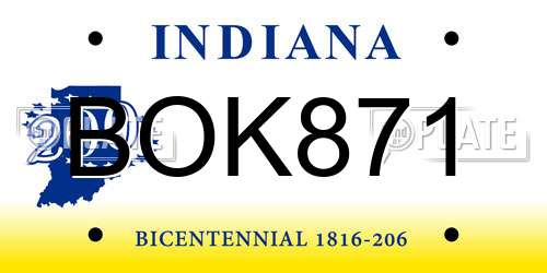 BOK871 Indiana License Plate