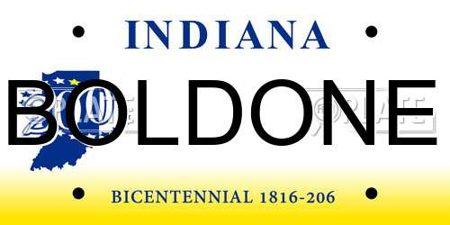 BOLDONE Indiana License Plate
