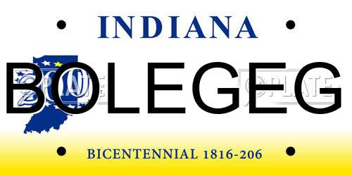 BOLEGEG Indiana License Plate