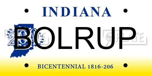 BOLRUP Indiana License Plate