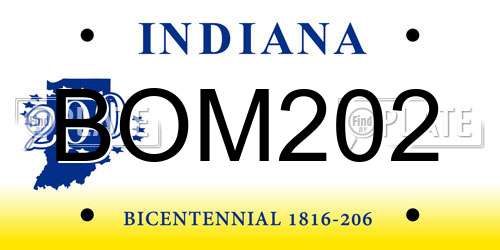BOM202 Indiana License Plate