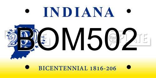 BOM502 Indiana License Plate