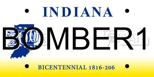 BOMBER1 Indiana License Plate
