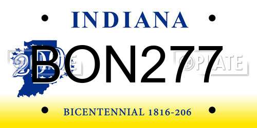 BON277 Indiana License Plate