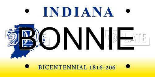 BONNIE Indiana License Plate