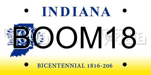 BOOM18 Indiana License Plate