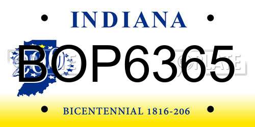 BOP6365 Indiana License Plate