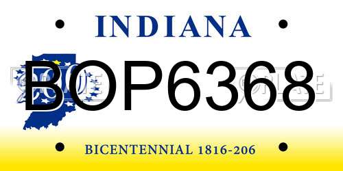 BOP6368 Indiana License Plate