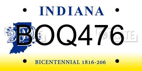 BOQ476 Indiana License Plate