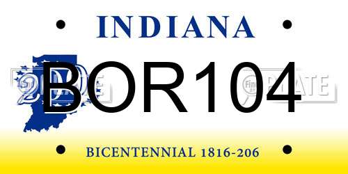 BOR104 Indiana License Plate