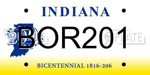 BOR201 Indiana License Plate