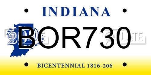 BOR730 Indiana License Plate