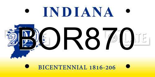 BOR870 Indiana License Plate