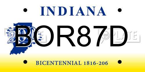 BOR87D Indiana License Plate