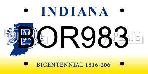 BOR983 Indiana License Plate