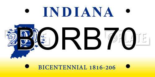 BORB70 Indiana License Plate