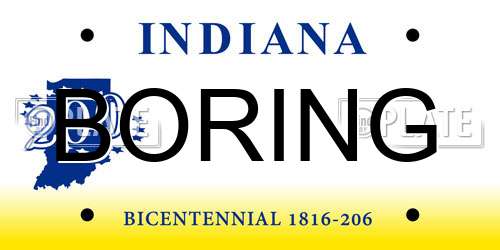 BORING Indiana License Plate