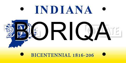 BORIQA Indiana License Plate