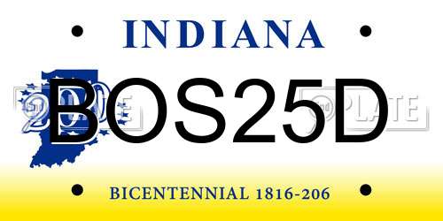 BOS25D Indiana License Plate