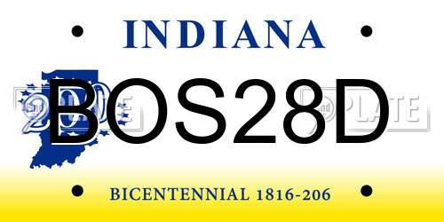 BOS28D Indiana License Plate
