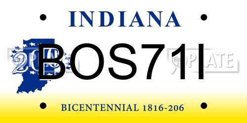 BOS71I Indiana License Plate