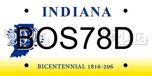 BOS78D Indiana License Plate