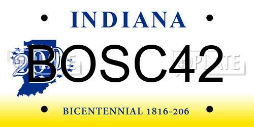 BOSC42 Indiana License Plate
