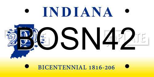 BOSN42 Indiana License Plate