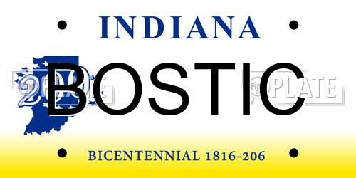 BOSTIC Indiana License Plate