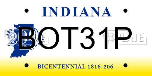 BOT31P Indiana License Plate
