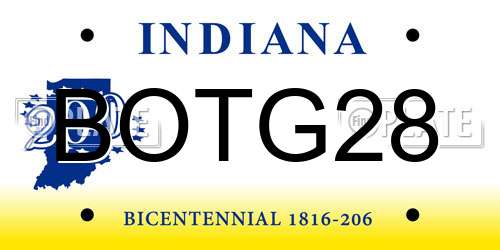 BOTG28 Indiana License Plate
