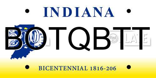 BOTQBTT Indiana License Plate