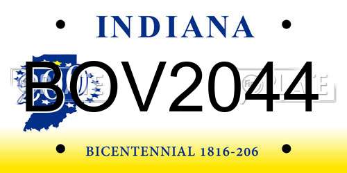 BOV2044 Indiana License Plate