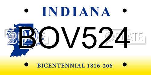 BOV524 Indiana License Plate