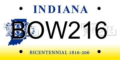 BOW216 Indiana License Plate