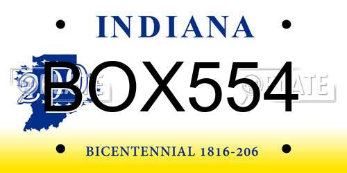 BOX554 Indiana License Plate