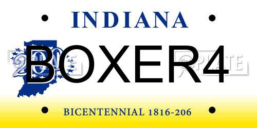 BOXER4 Indiana License Plate